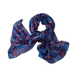 Rabe Raven Print Scarf. Marine/Fuschia